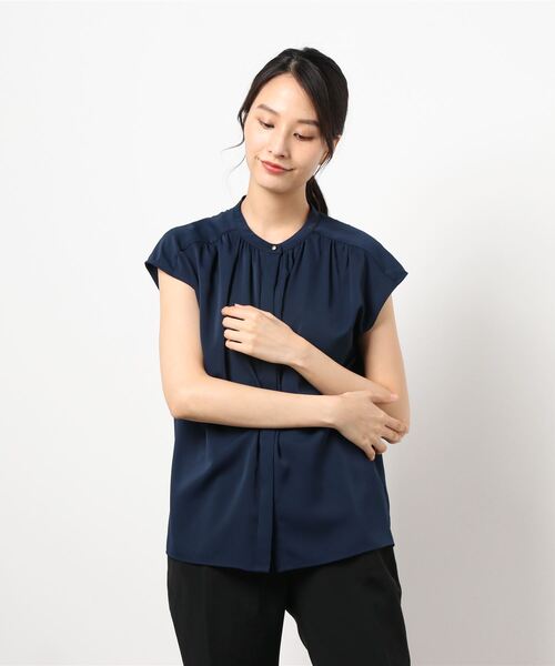 N.（N. Natural Beauty Basic）（エヌエヌナチュラルビューティーベーシック）の「前後２ＷＡＹスタンドカラーブラウス（シャツ/ブラウス・レディース・ホワイト/ネイビー/ピンク/ライトグリーン・MEDIUM）」の18枚目の写真