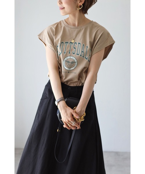 Bonjour Sagan（ボンジュールサガン）の「カレッジフレンチスリーブプルオーバー（Tシャツ/カットソー・レディース・ネイビー/アイボリー/ブラック/ベージュ・FREE）」の15枚目の写真