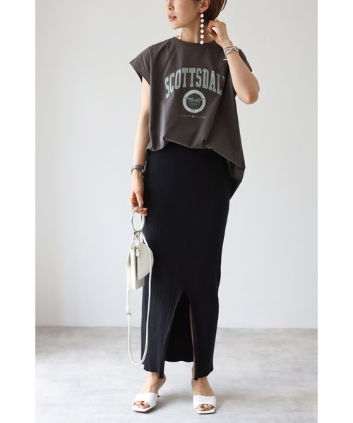 Bonjour Sagan（ボンジュールサガン）の「カレッジフレンチスリーブプルオーバー（Tシャツ/カットソー・レディース・ネイビー/アイボリー/ブラック/ベージュ・FREE）」の11枚目の写真