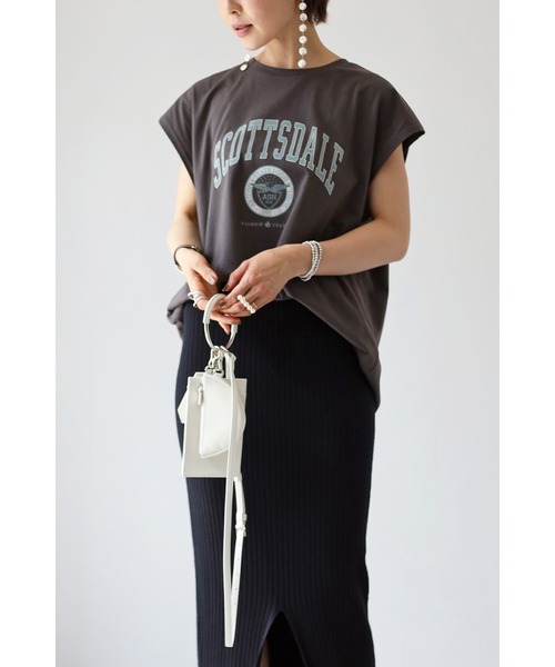 Bonjour Sagan（ボンジュールサガン）の「カレッジフレンチスリーブプルオーバー（Tシャツ/カットソー・レディース・ネイビー/アイボリー/ブラック/ベージュ・FREE）」の10枚目の写真