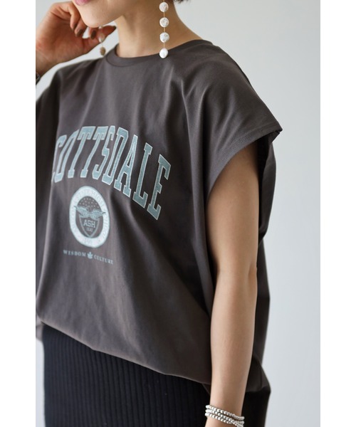 Bonjour Sagan（ボンジュールサガン）の「カレッジフレンチスリーブプルオーバー（Tシャツ/カットソー・レディース・ネイビー/アイボリー/ブラック/ベージュ・FREE）」の12枚目の写真