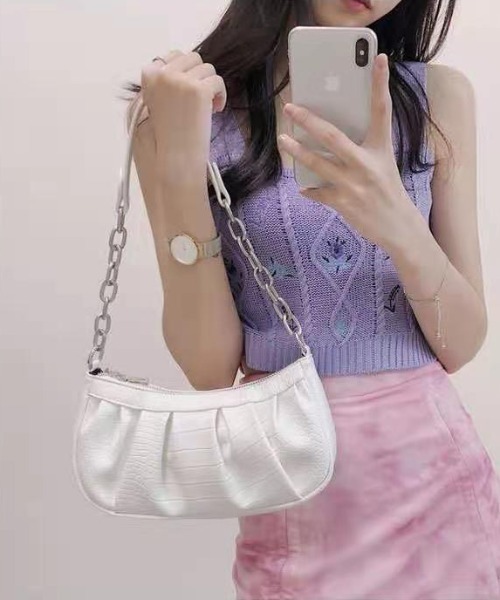 yuue' ( wear )（ユーイ）の「チェーンレザーショルダーバッグ（ショルダーバッグ・レディース・ホワイト/ブラック・FREE）」の7枚目の写真