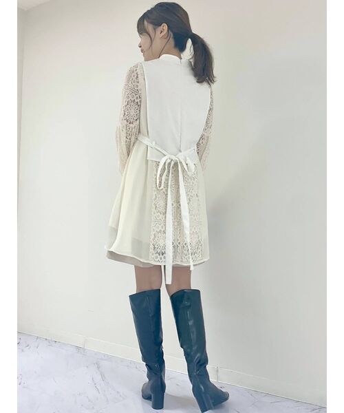 MERCURYDUO(マーキュリーデュオ)の「ボリュームスリーブレースコンビチュニック(シャツ/ブラウス・レディース・ブラウン/オフホワイト/ベージュ・FREE)」の6枚目の写真