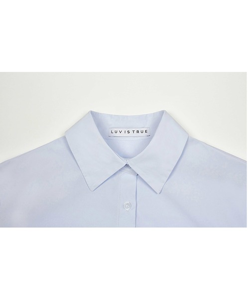 LUVISTRUE(ラヴイズトゥルー)の「『LUV IS TRUE/ラブ イズ トゥルー』SHORT SHIRT/ワンポイント半袖シャツ(シャツ/ブラウス・レディース・ホワイト/ライトブルー・FREE)」の6枚目の写真