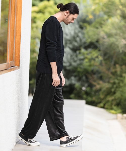 CAMBIO（カンビオ）の「mn2402-畦編×天竺編3GGモールCNニット（ニット/セーター・メンズ・ブラック/オフホワイト・LL/M/L）」の11枚目の写真