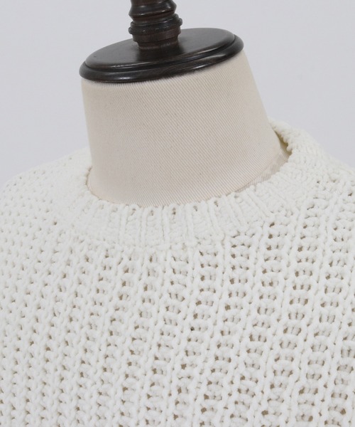 CAMBIO（カンビオ）の「mn2402-畦編×天竺編3GGモールCNニット（ニット/セーター・メンズ・ブラック/オフホワイト・LL/M/L）」の16枚目の写真