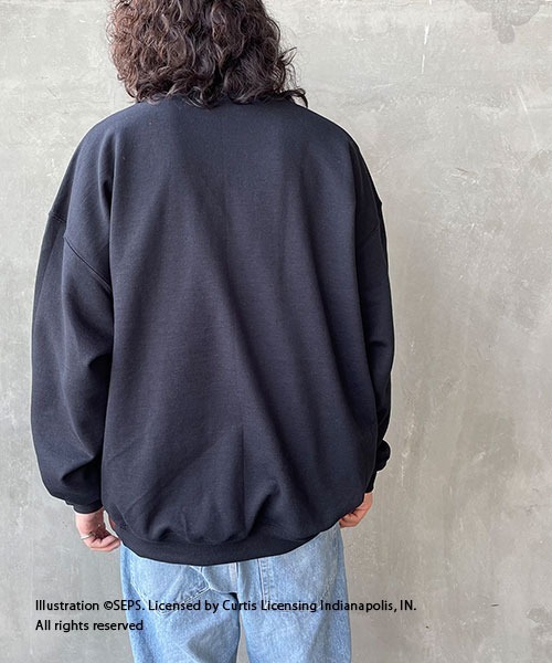 JEANS FACTORY （ジーンズファクトリー）の「[THE SATURDAY EVENING POST/サタデーイブニングポスト] 別注 ビッグシルエット POST プリントスウェット（スウェット・レディース・ブラック/ベージュ・M/L/S）」の9枚目の写真