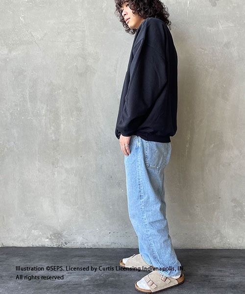 JEANS FACTORY （ジーンズファクトリー）の「[THE SATURDAY EVENING POST/サタデーイブニングポスト] 別注 ビッグシルエット POST プリントスウェット（スウェット・レディース・ブラック/ベージュ・M/L/S）」の11枚目の写真