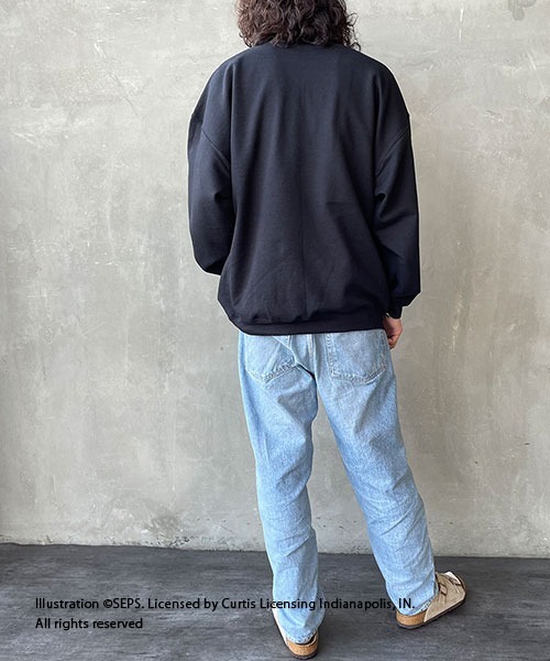JEANS FACTORY （ジーンズファクトリー）の「[THE SATURDAY EVENING POST/サタデーイブニングポスト] 別注 ビッグシルエット POST プリントスウェット（スウェット・レディース・ブラック/ベージュ・M/L/S）」の12枚目の写真