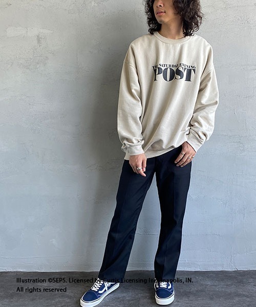JEANS FACTORY （ジーンズファクトリー）の「[THE SATURDAY EVENING POST/サタデーイブニングポスト] 別注 ビッグシルエット POST プリントスウェット（スウェット・レディース・ブラック/ベージュ・M/L/S）」の7枚目の写真