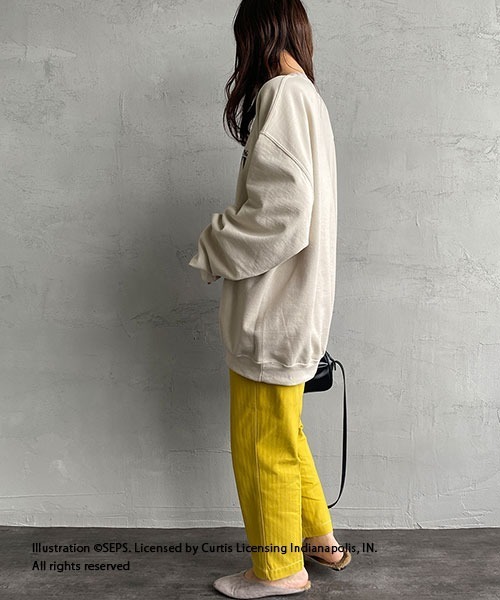 JEANS FACTORY （ジーンズファクトリー）の「[THE SATURDAY EVENING POST/サタデーイブニングポスト] 別注 ビッグシルエット POST プリントスウェット（スウェット・レディース・ブラック/ベージュ・M/L/S）」の19枚目の写真