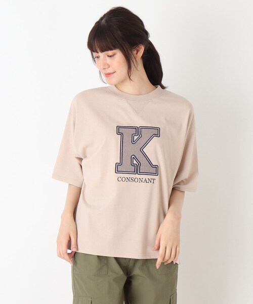 Cutie Blonde(キューティーブロンド)の「◆【S-L】チェックアップリケプルオーバー(Tシャツ/カットソー・レディース・ボルドー/ダークグリーン/ベージュ/ネイビー・02/03/01)」の2枚目の写真