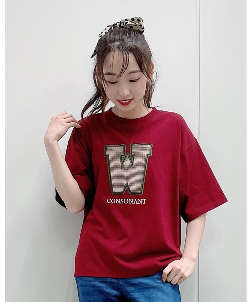 Cutie Blonde(キューティーブロンド)の「◆【S-L】チェックアップリケプルオーバー(Tシャツ/カットソー・レディース・ボルドー/ダークグリーン/ベージュ/ネイビー・02/03/01)」の4枚目の写真