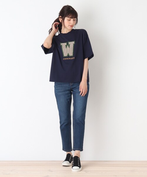 Cutie Blonde(キューティーブロンド)の「◆【S-L】チェックアップリケプルオーバー(Tシャツ/カットソー・レディース・ボルドー/ダークグリーン/ベージュ/ネイビー・02/03/01)」の12枚目の写真