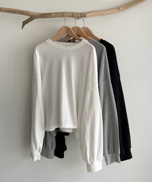 CANAL JEAN（キャナルジーン）の「via j(ヴィアジェイ) ミニ裏毛無地トレーナー（スウェット・レディース・ホワイト/ブラック/グレー・ONE SIZE）」の5枚目の写真