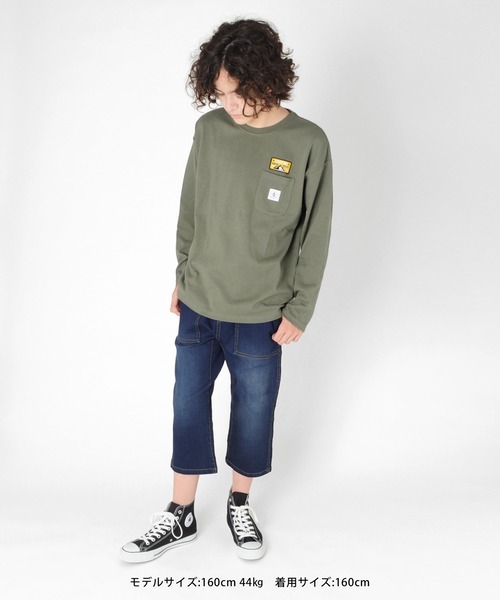 GLAZOS（グラソス）の「[テーパード]スーパーストレッチデニム・ベイカーポケットベルトデザイン７分丈パンツ（デニムパンツ・キッズ・インディゴブルー/ブルー・130cm/140cm/150cm/160cm/170cm）」の7枚目の写真