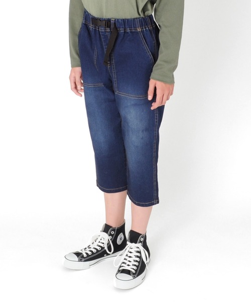 GLAZOS（グラソス）の「[テーパード]スーパーストレッチデニム・ベイカーポケットベルトデザイン７分丈パンツ（デニムパンツ・キッズ・インディゴブルー/ブルー・130cm/140cm/150cm/160cm/170cm）」の9枚目の写真