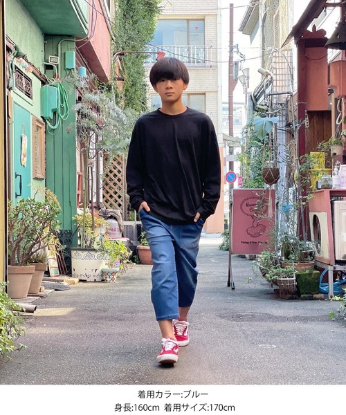 GLAZOS（グラソス）の「[テーパード]スーパーストレッチデニム・ベイカーポケットベルトデザイン７分丈パンツ（デニムパンツ・キッズ・インディゴブルー/ブルー・130cm/140cm/150cm/160cm/170cm）」の19枚目の写真