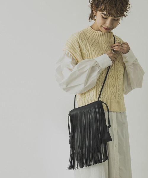 ADD CULUMN（アドカラム）の「ADD CULUMN　SILKY（ショルダーバッグ・レディース・ブラック/ピンク/アイボリー・-）」の8枚目の写真