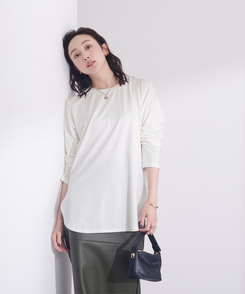 UR'S(ユアーズ)の「ラウンドネックカットソー(Tシャツ/カットソー・レディース・オフホワイト/ブラック・S/M/L)」の20枚目の写真
