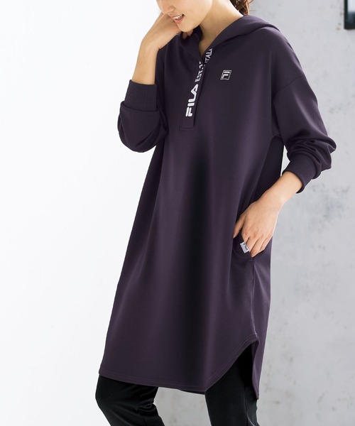 BELLUNA(ベルーナ)の「FILA スキッパ―デザインワンピース(ワンピース・レディース・パープル/ネイビー/杢グレー・MEDIUM/LARGE/X-LARGE)」の1枚目の写真