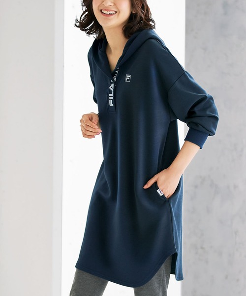 BELLUNA(ベルーナ)の「FILA スキッパ―デザインワンピース(ワンピース・レディース・パープル/ネイビー/杢グレー・MEDIUM/LARGE/X-LARGE)」の3枚目の写真