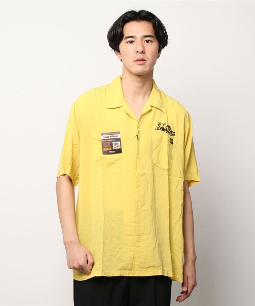 schott(ショット)の「Schott(ショット)RAYON PIGMENT WORK SHIRT/レーヨンピグメント ワークシャツ(ポロシャツ・メンズ・イエロー・X-LARGE/MEDIUM/LARGE)」の1枚目の写真