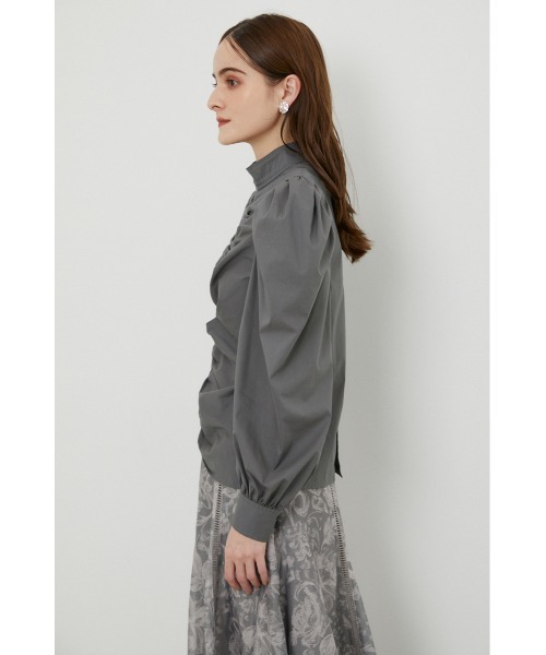 rienda（リエンダ）の「パフショルダーハイネックブラウス（シャツ/ブラウス・レディース・ブラック/グレー/ライトベージュ・FREE）」の5枚目の写真