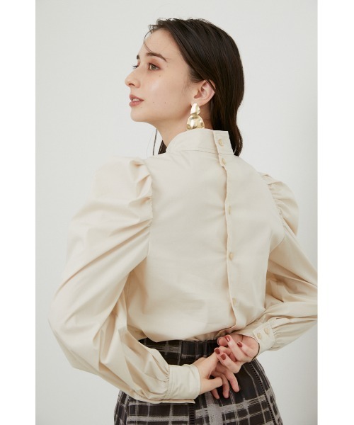 rienda（リエンダ）の「パフショルダーハイネックブラウス（シャツ/ブラウス・レディース・ブラック/グレー/ライトベージュ・FREE）」の9枚目の写真