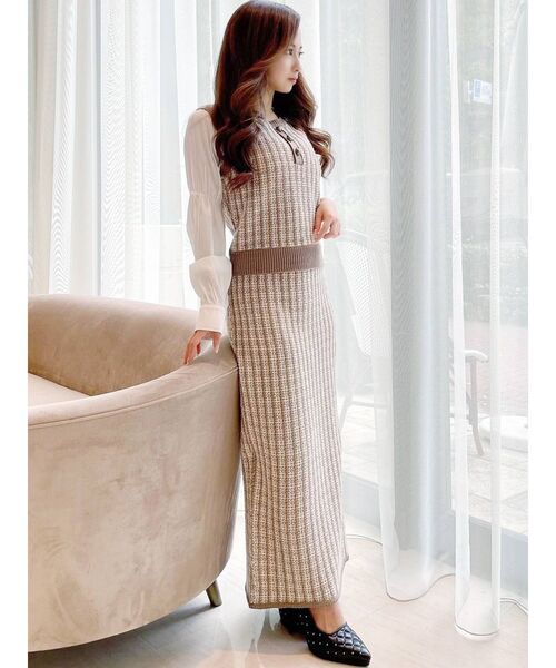 RESEXXY（リゼクシー）の「ツイードニットタイトスカート【セットアップ着用可能】（スカート・レディース・ブラック/ブルー/ブラウン・FREE）」の10枚目の写真