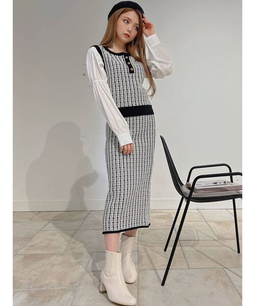 RESEXXY（リゼクシー）の「ツイードニットタイトスカート【セットアップ着用可能】（スカート・レディース・ブラック/ブルー/ブラウン・FREE）」の12枚目の写真