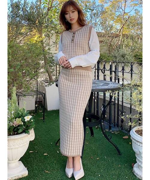 RESEXXY（リゼクシー）の「ツイードニットタイトスカート【セットアップ着用可能】（スカート・レディース・ブラック/ブルー/ブラウン・FREE）」の15枚目の写真