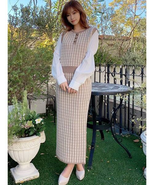 RESEXXY（リゼクシー）の「ツイードニットタイトスカート【セットアップ着用可能】（スカート・レディース・ブラック/ブルー/ブラウン・FREE）」の16枚目の写真