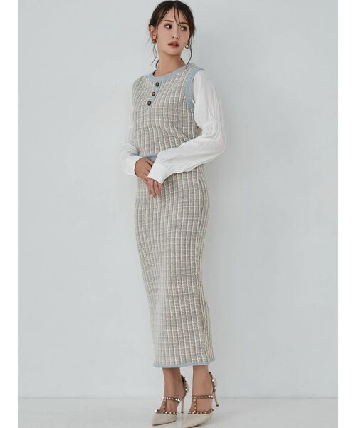 RESEXXY（リゼクシー）の「ツイードニットタイトスカート【セットアップ着用可能】（スカート・レディース・ブラック/ブルー/ブラウン・FREE）」の20枚目の写真