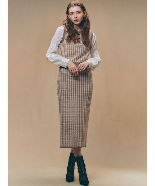 RESEXXY（リゼクシー）の「ツイードニットタイトスカート【セットアップ着用可能】（スカート・レディース・ブラック/ブルー/ブラウン・FREE）」の21枚目の写真