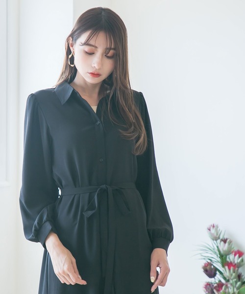 Newlyme（ニューリーミー）の「フィッシュテールロングシャツワンピース（ワンピース・レディース・ブラック/ベージュ/パープル/グレー/ブルー/ボルドー・MEDIUM/LARGE/X-LARGE）」の11枚目の写真