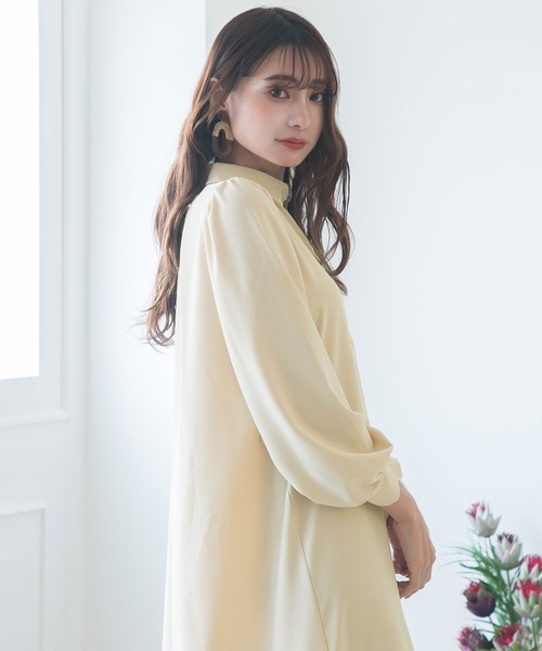 Newlyme（ニューリーミー）の「フィッシュテールロングシャツワンピース（ワンピース・レディース・ブラック/ベージュ/パープル/グレー/ブルー/ボルドー・MEDIUM/LARGE/X-LARGE）」の12枚目の写真