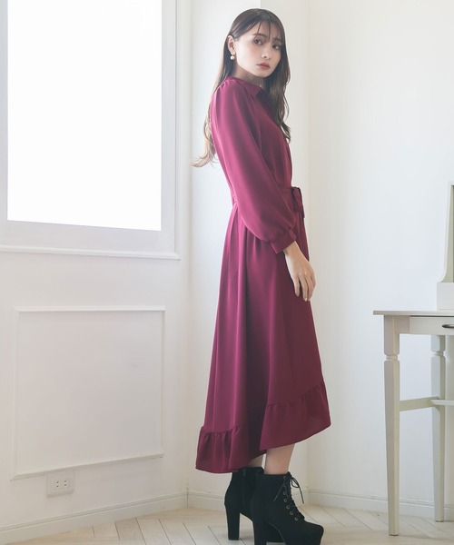 Newlyme（ニューリーミー）の「フィッシュテールロングシャツワンピース（ワンピース・レディース・ブラック/ベージュ/パープル/グレー/ブルー/ボルドー・MEDIUM/LARGE/X-LARGE）」の17枚目の写真