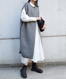 Marient | ヘリンボーンウールパイピングジレ/ベスト(ベスト)