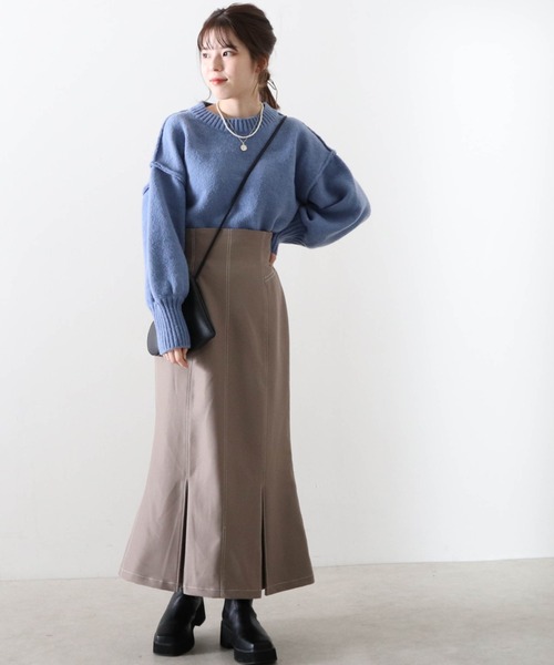 Cheek（チーク）の「ドロップショルダークルーニット（ニット/セーター・レディース・イエロー/ブルー/チャコールグレー/グレイッシュベージュ・MEDIUM）」の21枚目の写真