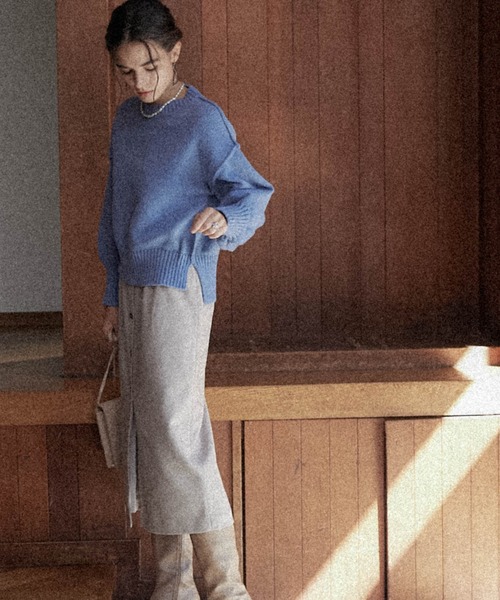 Cheek（チーク）の「ドロップショルダークルーニット（ニット/セーター・レディース・イエロー/ブルー/チャコールグレー/グレイッシュベージュ・MEDIUM）」の20枚目の写真