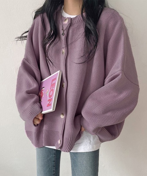 AMOUR BOX(アムールボックス)の「ビッグシルエットニットカーディガン(カーディガン/ボレロ・レディース・チャコール/クリーム/モカ/ネイビー/ブラック/キャメル/ブラウン/ライトベージュ/パープル・LARGE/MEDIUM)」の8枚目の写真
