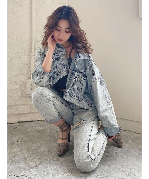 GYDA（ジェイダ）の「【セットアップ着用可】ハイウエスト タックデザインペグトップデニムパンツ（デニムパンツ・レディース・ライトブルー/ブルー/アイボリー・SMALL/MEDIUM）」の19枚目の写真