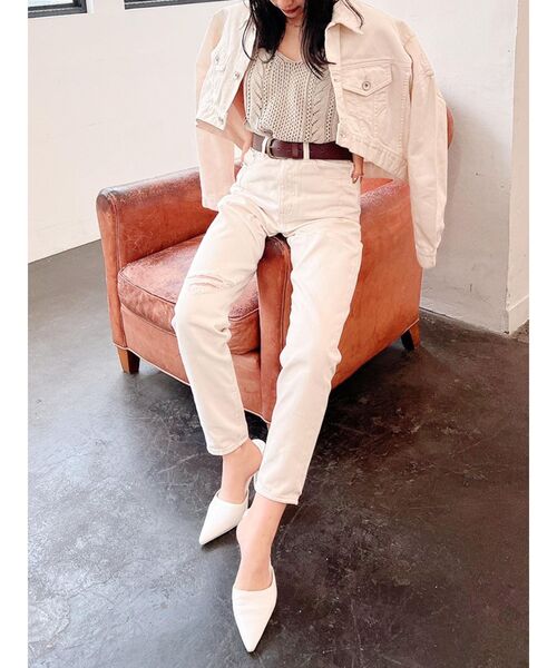 GYDA（ジェイダ）の「【セットアップ着用可】ハイウエスト タックデザインペグトップデニムパンツ（デニムパンツ・レディース・ライトブルー/ブルー/アイボリー・SMALL/MEDIUM）」の17枚目の写真