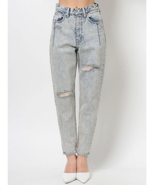 GYDA（ジェイダ）の「【セットアップ着用可】ハイウエスト タックデザインペグトップデニムパンツ（デニムパンツ・レディース・ライトブルー/ブルー/アイボリー・SMALL/MEDIUM）」の14枚目の写真