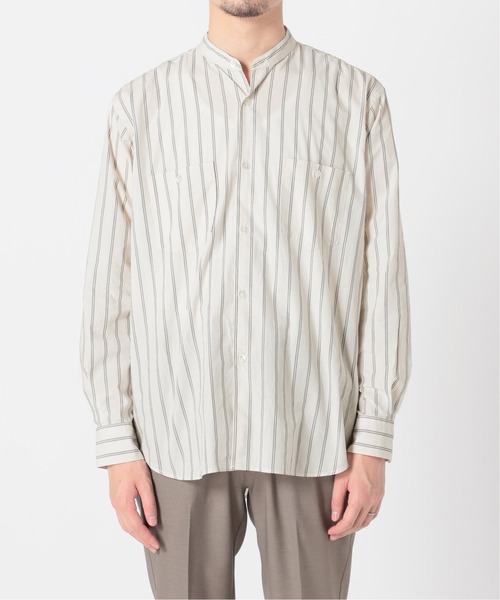 417 EDIFICE（フォーワンセブンエディフィス）の「ダブルポケットバンドカラーストライプシャツ（シャツ/ブラウス・メンズ・ホワイト/グレー/ブルー・SMALL/MEDIUM/LARGE）」の6枚目の写真