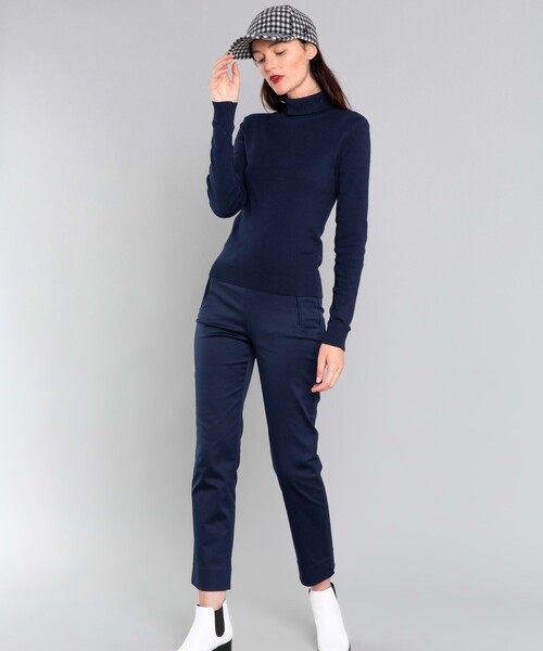 agnes b.(アニエスベー)の「コットン タートルネック 長袖 ニットトップス "Eddy"(Tシャツ/カットソー・レディース・ネイビー・1/2/3)」の5枚目の写真