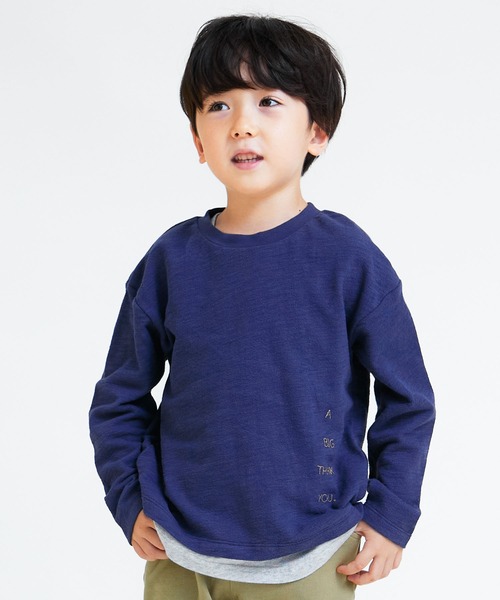 DILASH（ディラッシュ）の「レイヤード ２Pセット（Tシャツ/カットソー・キッズ・ネイビー/カーキ・120/80/140/150/100/110/90/130）」の2枚目の写真