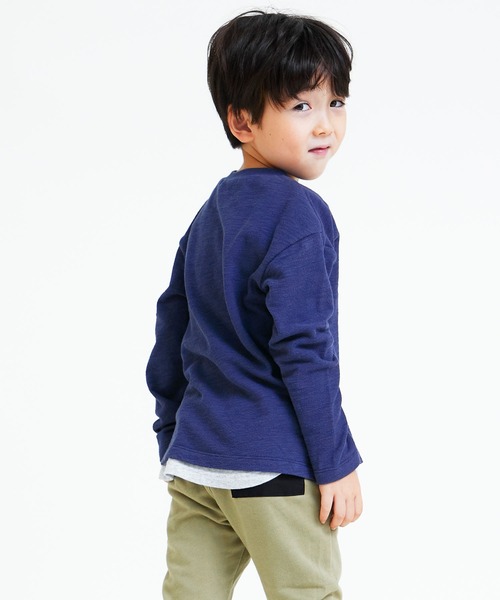 DILASH（ディラッシュ）の「レイヤード ２Pセット（Tシャツ/カットソー・キッズ・ネイビー/カーキ・120/80/140/150/100/110/90/130）」の5枚目の写真