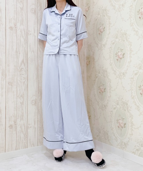 lilLilly（リルリリー）の「パイピングロングパンツ（ルームウェア/パジャマ・レディース・ピンク/ブルー/ホワイト系その他/ブラック系その他・FREE）」の13枚目の写真
